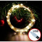 Гирлянда роса USB 5м warm