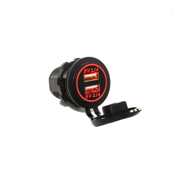 Автомобільний зарядний пристрій із двома USB-портами Red