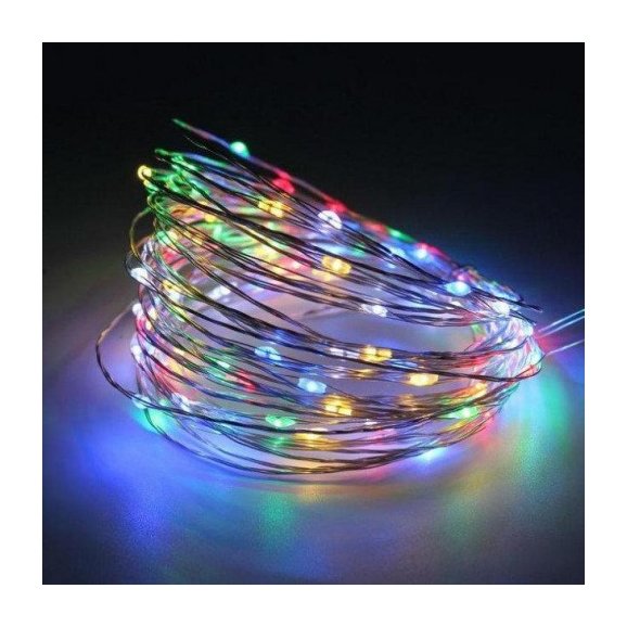 Гирлянда роса 10м на батарейках RGB