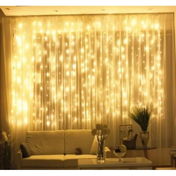 Светодиодная гирлянда штора на прозрачном проводе 3м x 2.8м 280 led warm (4-1)