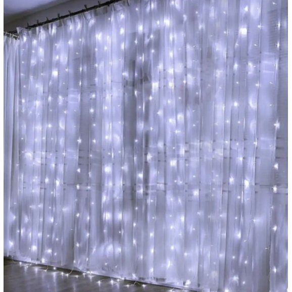 Светодиодная гирлянда штора на прозрачном проводе 3м x 2.8м 280 led white (4-2)