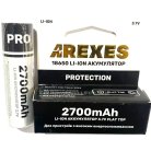 Акумулятор Arexes Li-ion 18650 3.7v 2700mah з захистом високострумовий (без пiптика)
