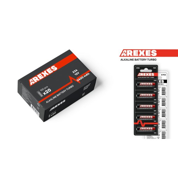 Батарейка 12V 23A Arexes alkaline (в упаковке 20 блистеров, 100 батареек)