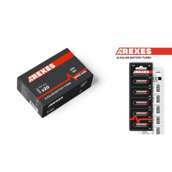 Батарейка 12V 27A Arexes alkaline (в упаковке 20 блистеров, 100 батареек)