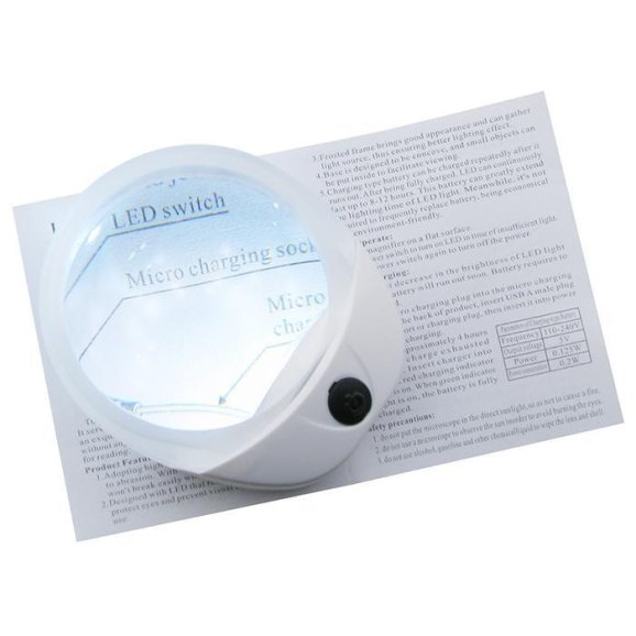 Настільна лупа 10X з LED-підсвіткою PW6010C
